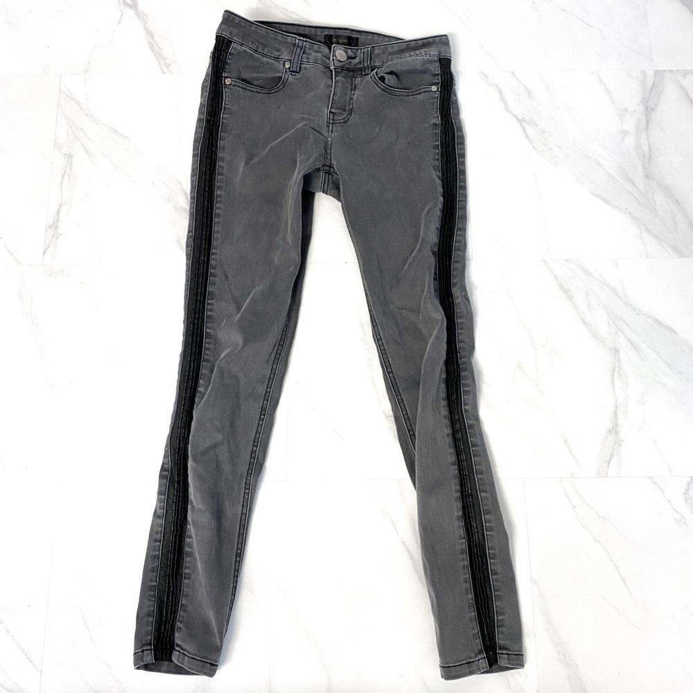 Fire Los Angeles Grey jeans with leather sides